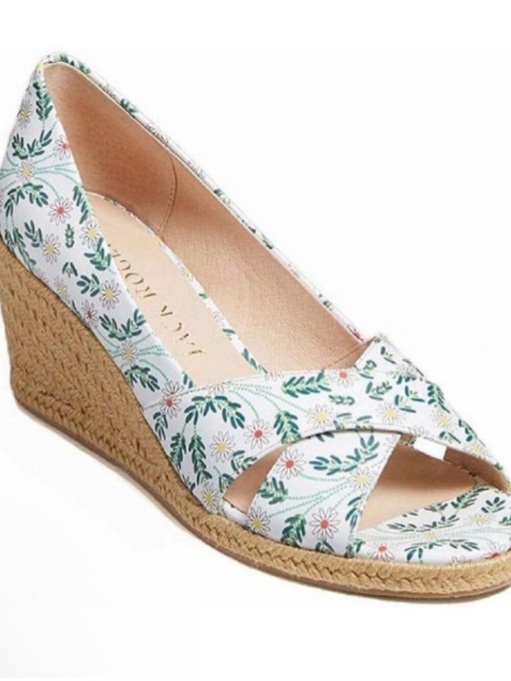 NWT Jack Rogers Leather Palmer Crisscross Wedge Espadrilles. Size 8